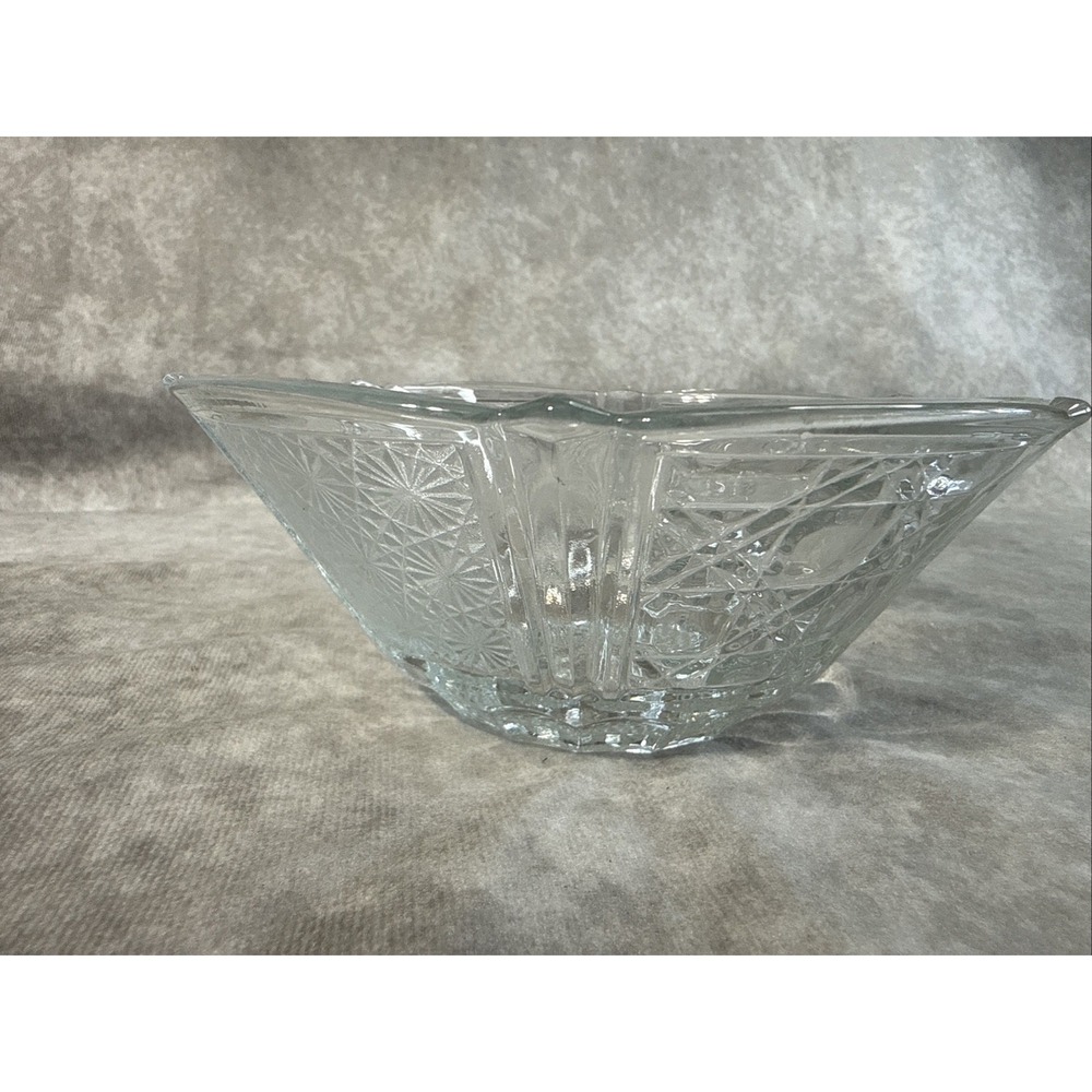 FNG Indonesia Pressed glass bowl Daisy and Cane Button pattern